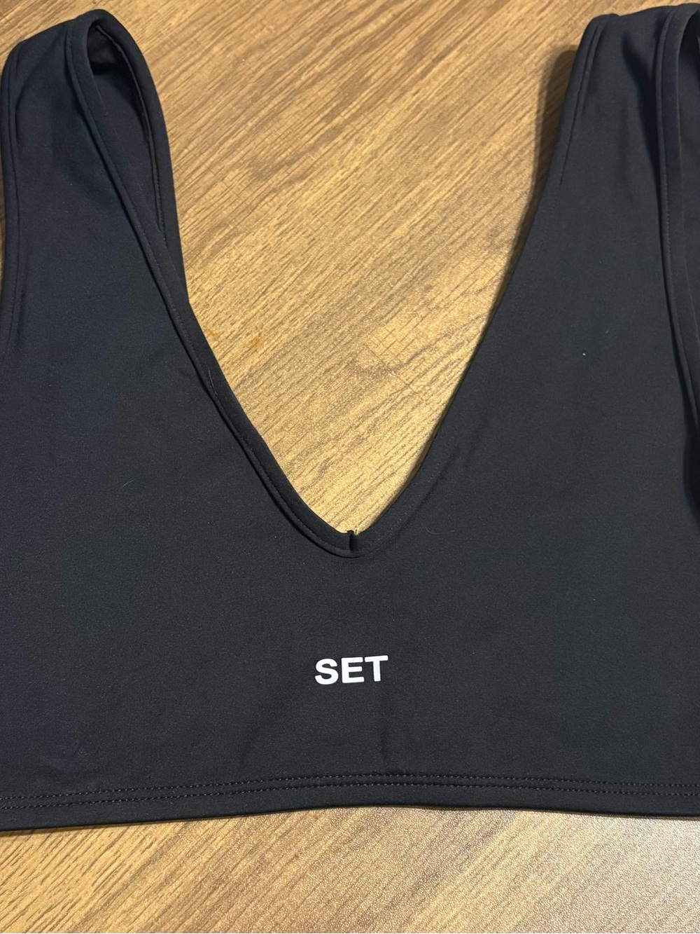 SET Black V-Neck Sports Bralette